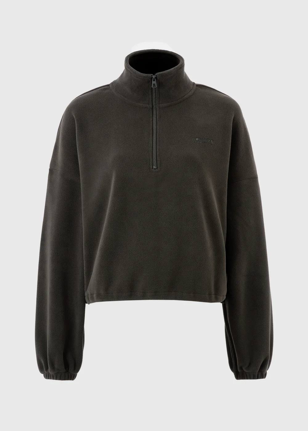 Souluxe Brown Micro Fleece Half Zip Jumper - S Image 1