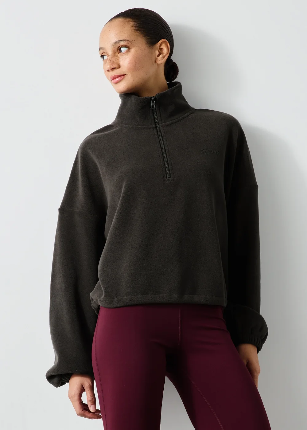 Souluxe Brown Micro Fleece Half Zip Jumper - L Image 1