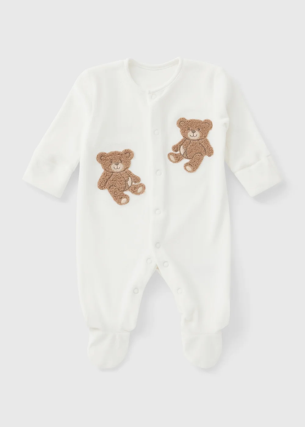 Baby Cream Patch Bear Sleepsuit (0-18mths) - 9-12 months Image 1