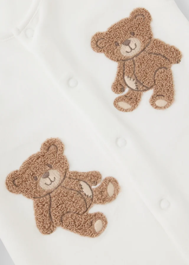 Baby Cream Patch Bear Sleepsuit (0-18mths)