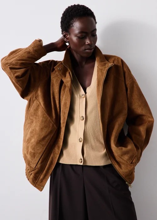 Camel Knitted Button Up Cardigan - XS Image 4