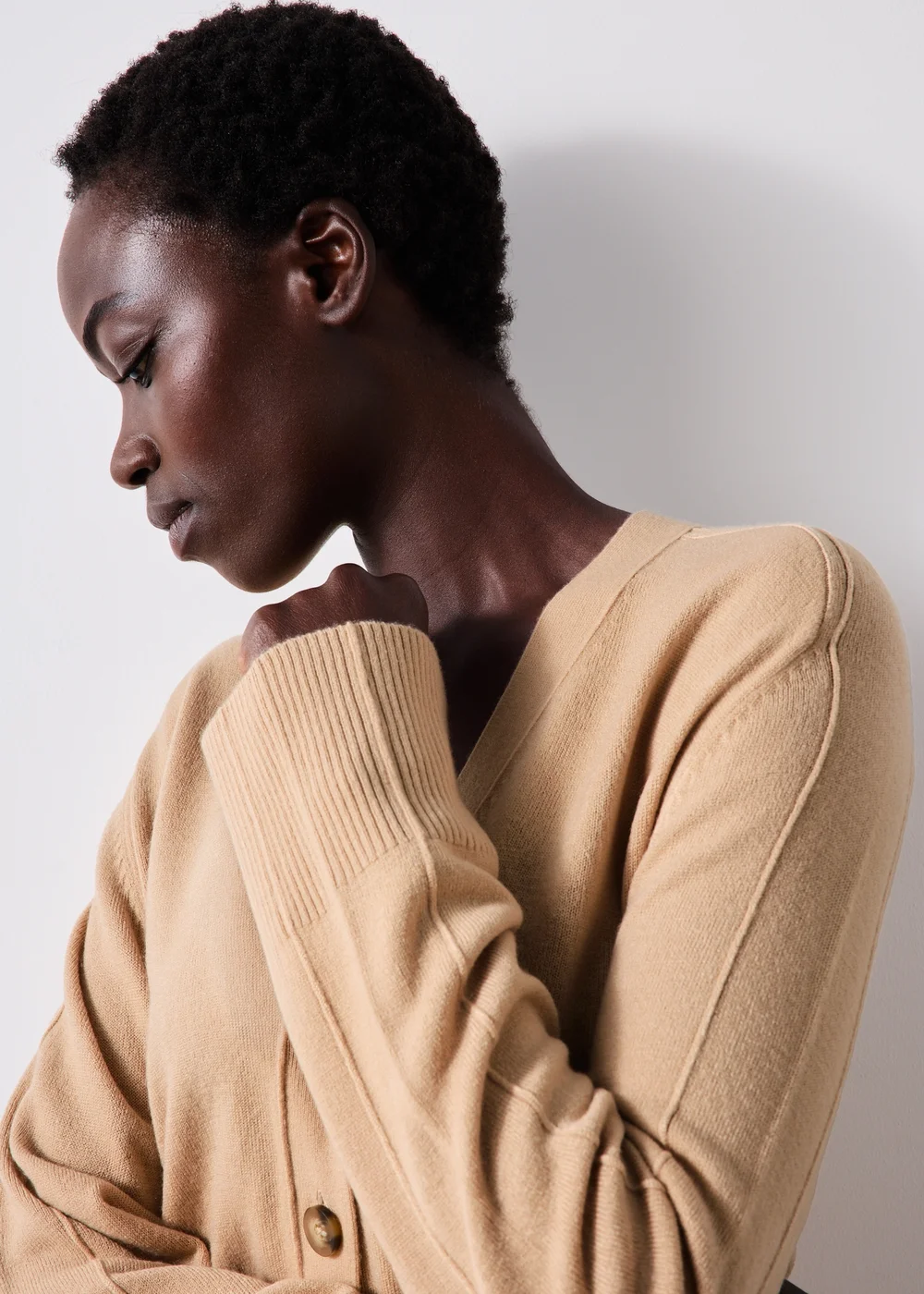 Camel Knitted Button Up Cardigan - XS Image 3