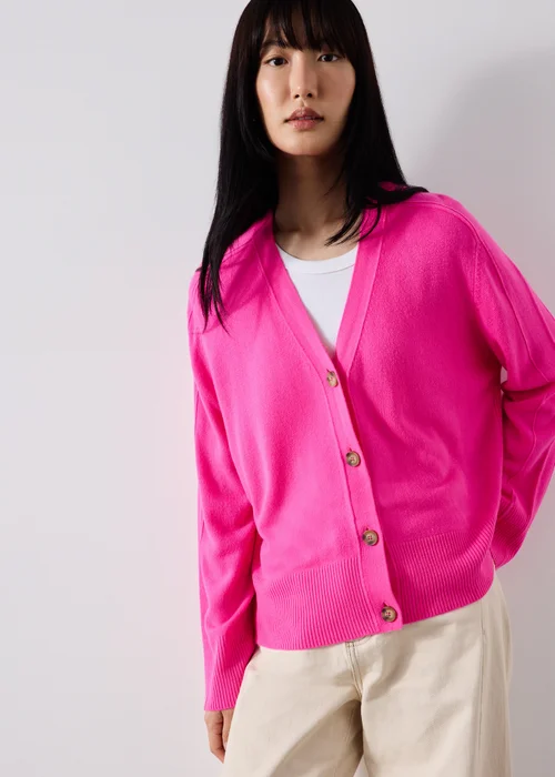 Pink Knitted V-Neck Cardigan - XS Image 1