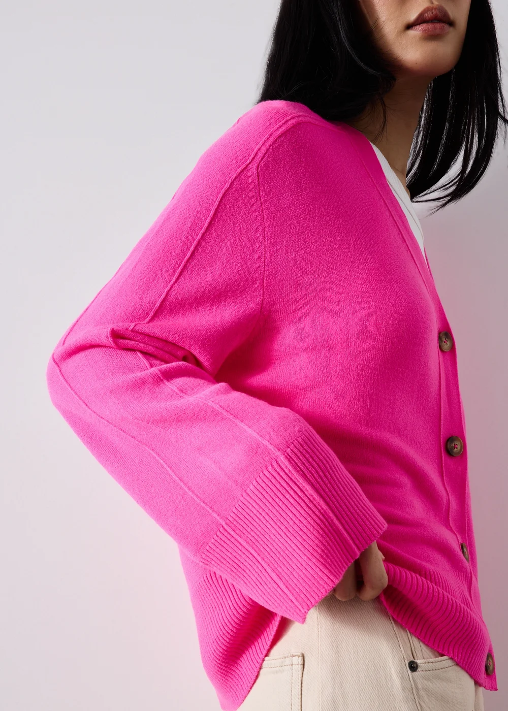 Pink Knitted V-Neck Cardigan - XS Image 3