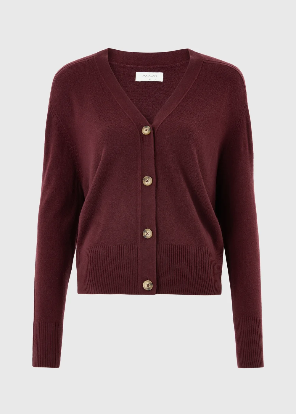 Burgundy Knitted V-Neck Cardigan - S Image 5