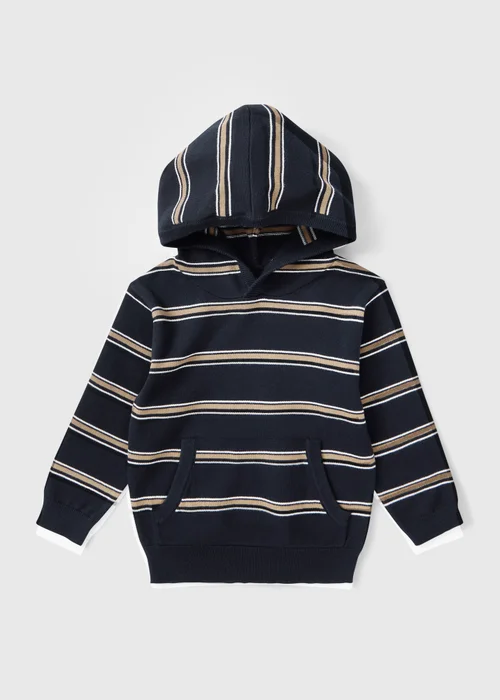 Boys Navy Striped Hoodie (1-8 Yrs) - 1-1.5 Yrs Image 1