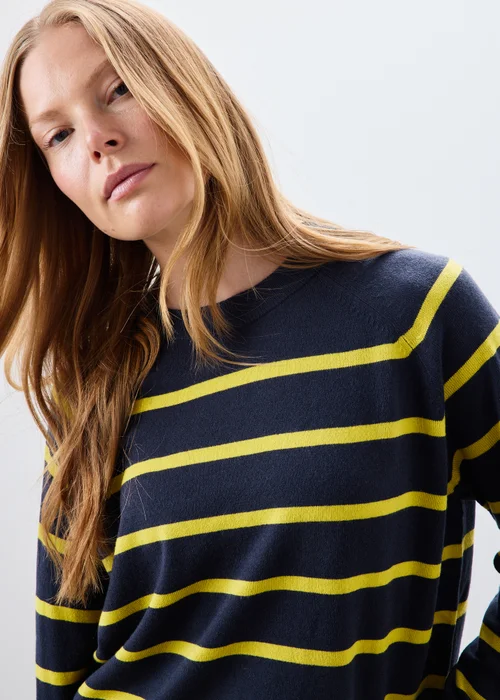 Navy Striped Knitted Crew Jumper - 8 Image 3