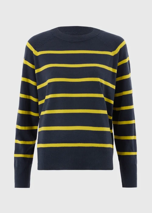 Navy Striped Knitted Crew Jumper - 8 Image 4
