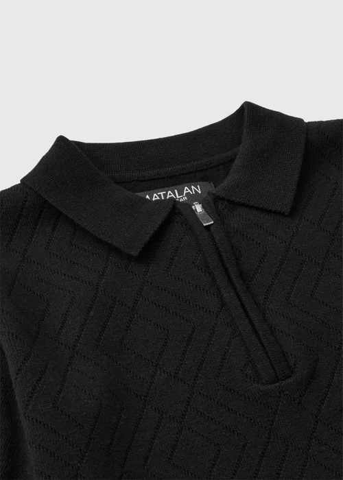 Boys Jacquard Knit 1/2 Zip Collar Polo (7-15yrs) - 7 Yrs Image 2