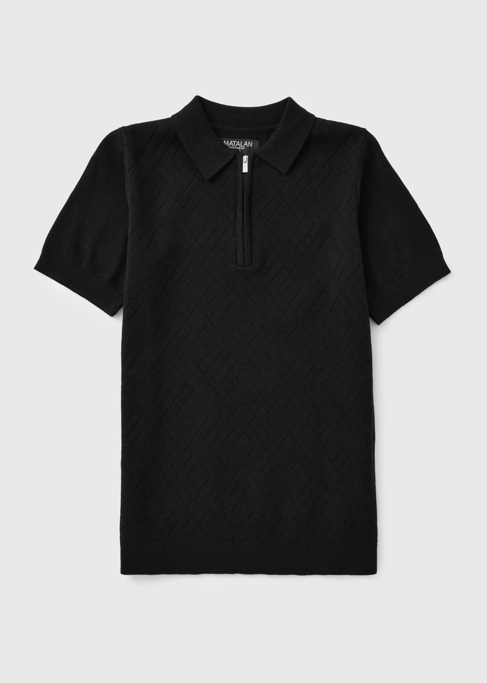 Boys Jacquard Knit 1/2 Zip Collar Polo (7-15yrs) - 7 Yrs Image 1