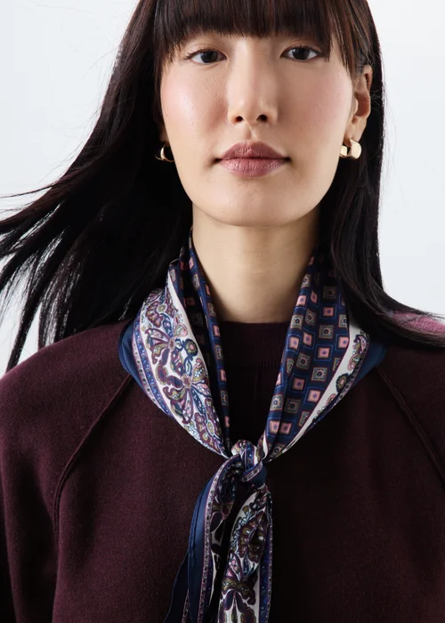 Burgundy Scarf Detail Ribbed Jumper - XL Image 4