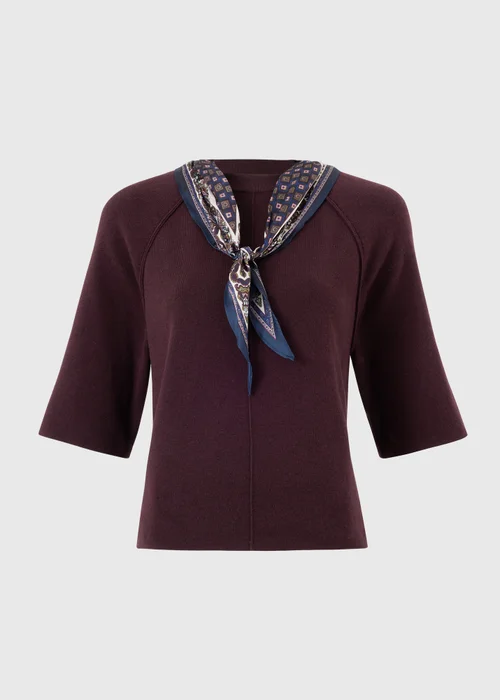 Burgundy Scarf Detail Ribbed Jumper - XL Image 5