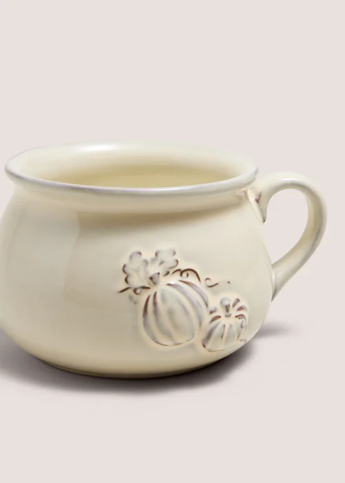 Cream Pumpkin Embossed Soup Bowl Image 2