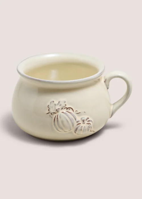 Cream Pumpkin Embossed Soup Bowl Image 1