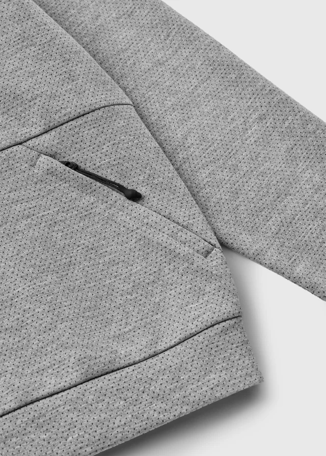 Boys Grey Perforated Scuba Hoody (7-15yrs)