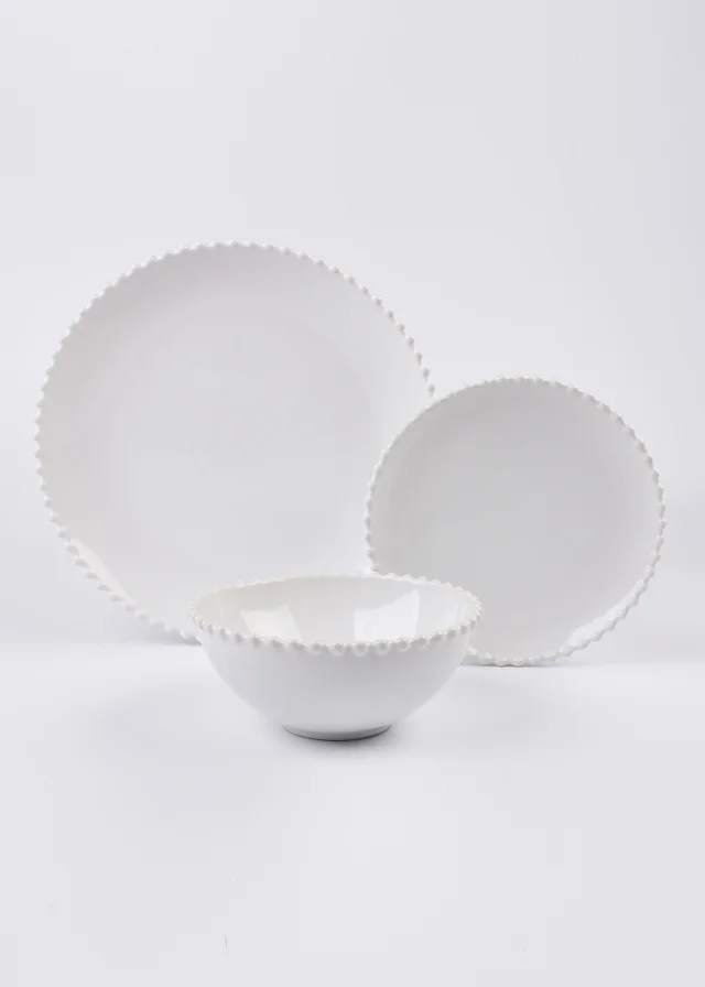 12 Piece White Bobble Dinner Set