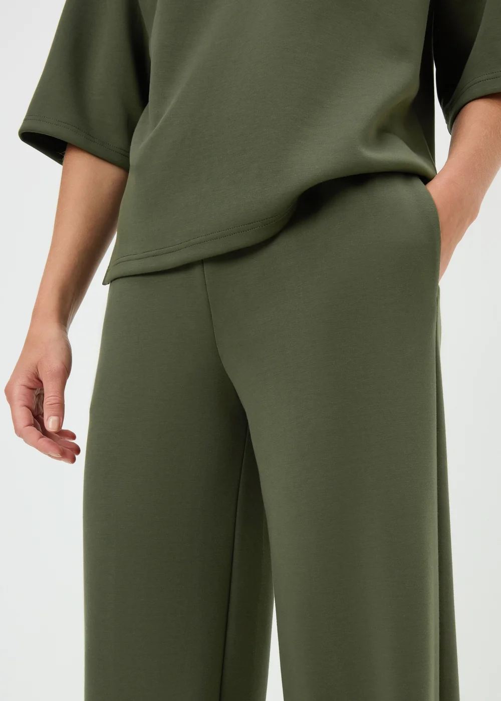 Khaki Wide Leg Co Ord Trousers - 10/L29 Image 3