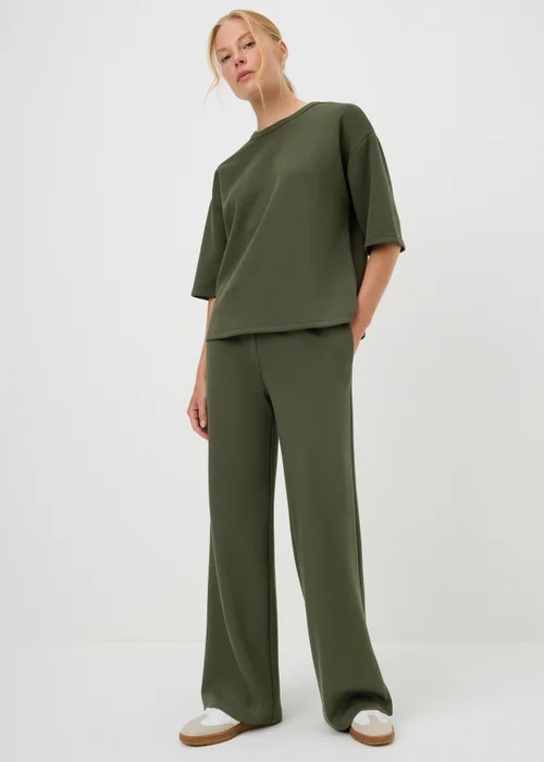 Khaki Wide Leg Co Ord Trousers - 10/L29 Image 2
