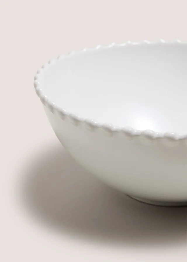White Bobble Trim Bowl