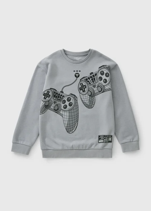 Boys Grey Gamer Sweatshirt (7-15yrs) - 7 Yrs Image 1