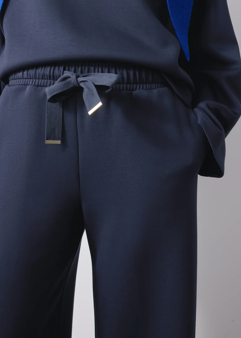 Navy Scuba Co-ord Wide Leg Trousers - 14/L29 Image 4