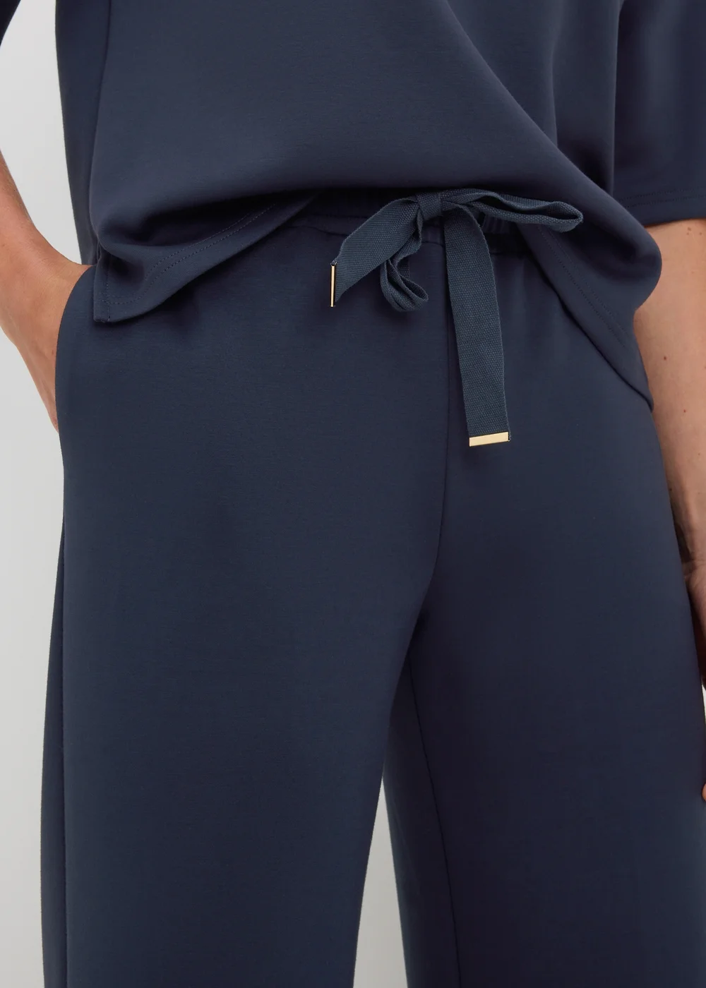 Navy Scuba Co-ord Wide Leg Trousers - 14/L29 Image 3