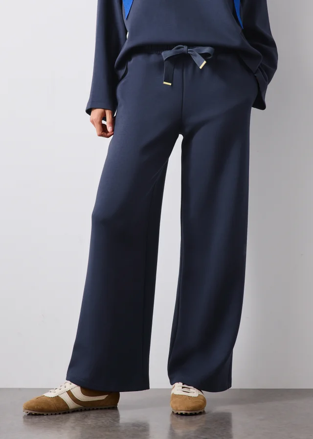 Navy Scuba Co-ord Wide Leg Trousers