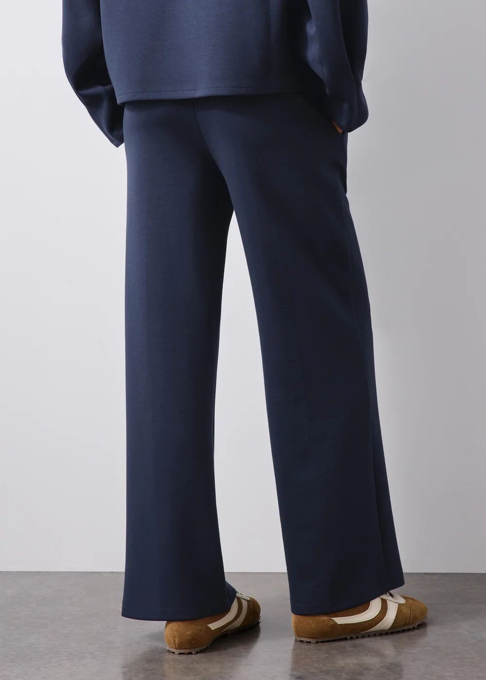 Navy Scuba Co-ord Wide Leg Trousers - 14/L29 Image 3