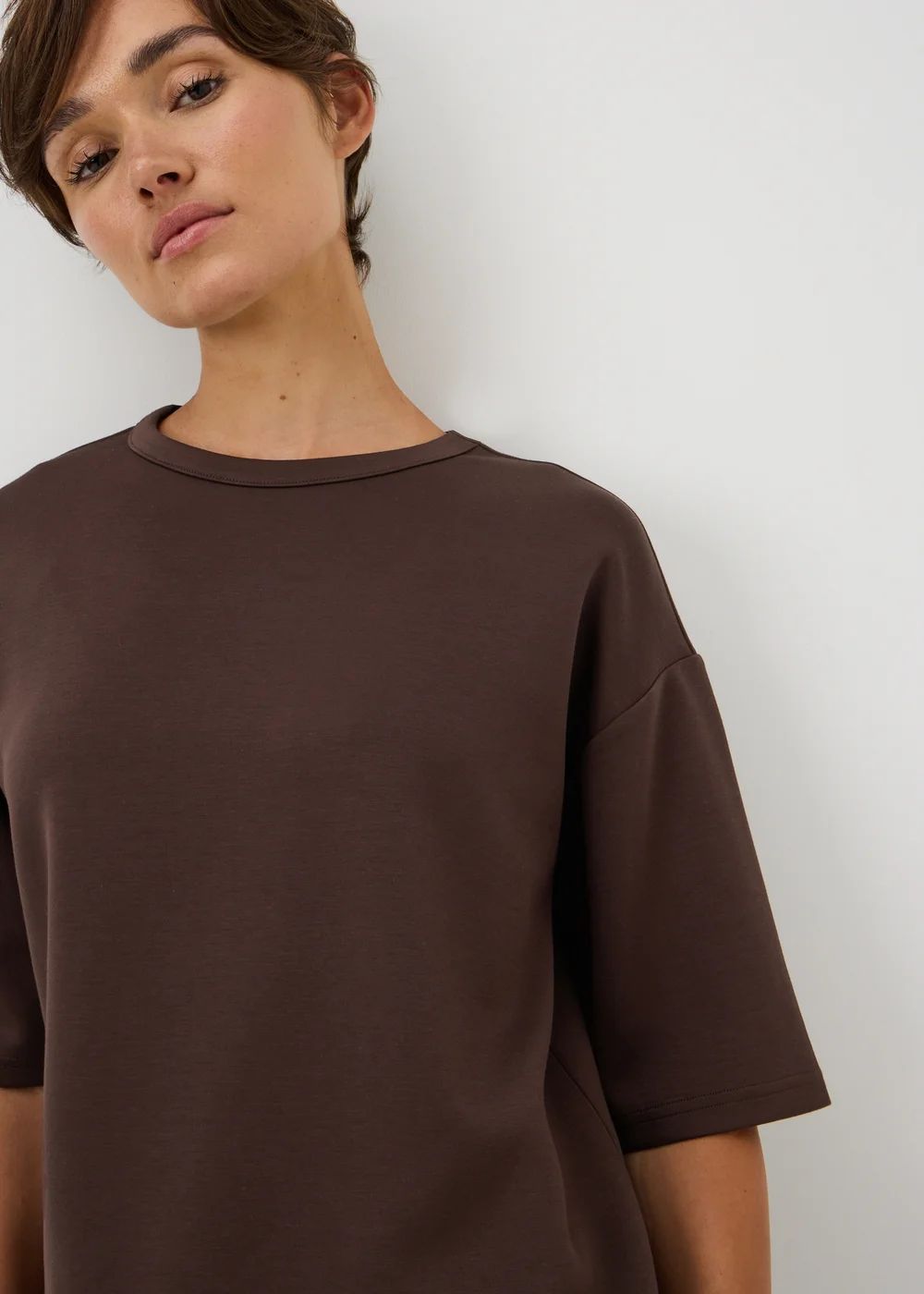 Chocolate Brown Scuba Boxy Co Ord Top - XL Image 2