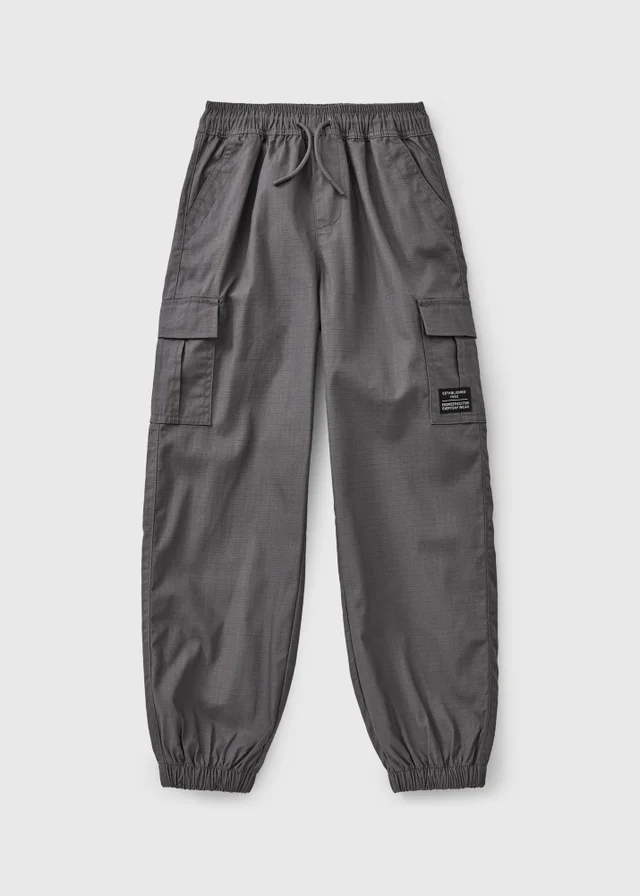 Boys Grey Ripstop Cargo Trousers (7-15yrs)