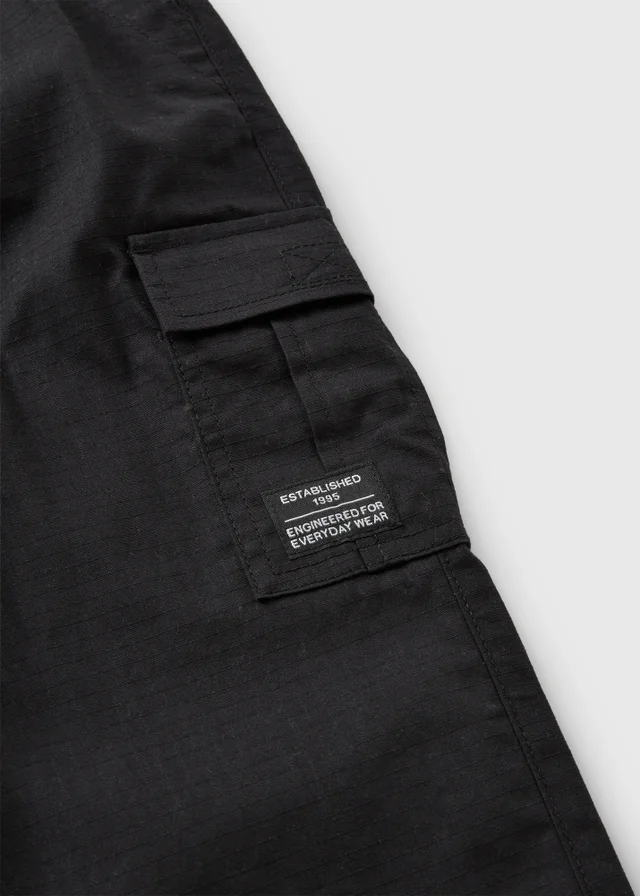 Boys Black Ripstop Cargo Trousers (7-15yrs)