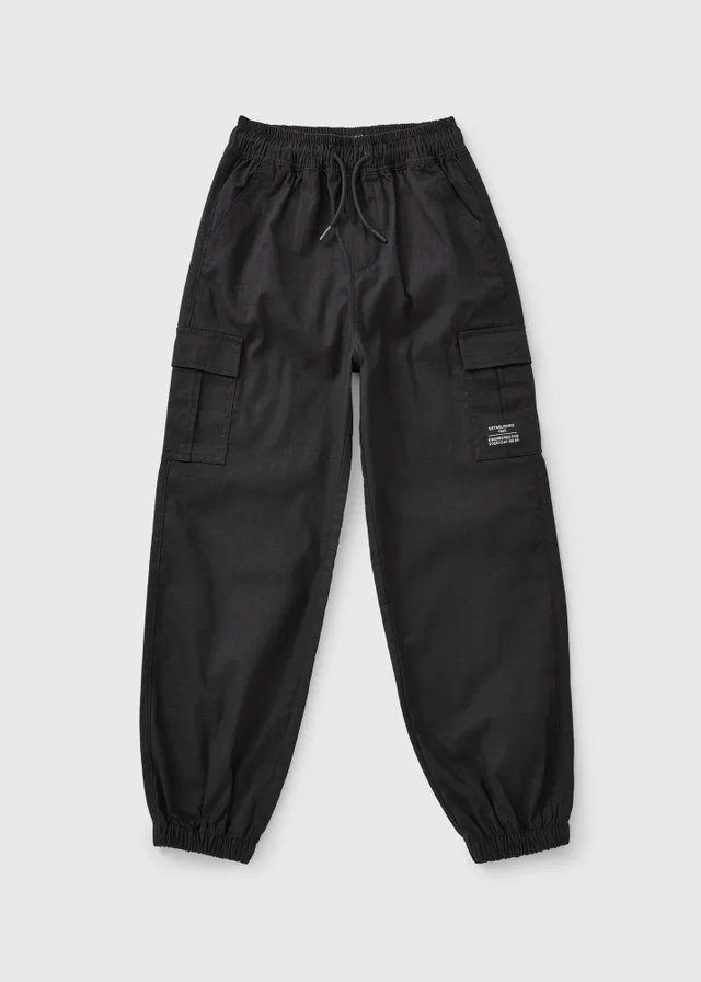 Boys Black Ripstop Cargo Trousers (7-15yrs)