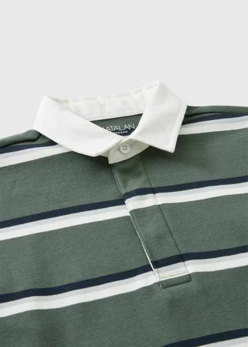 Boys Green Stripe Long Sleeved Rugby Top (7-15 Yrs) - 7 Yrs Image 3