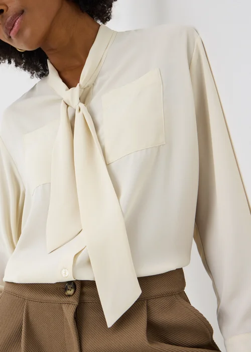 Cream Tie Neck Pussy Bow Blouse - 10 Image 3