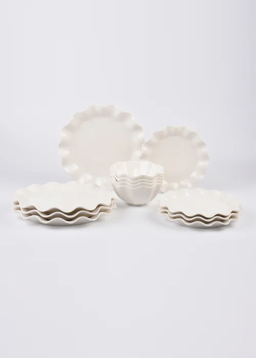 12 Piece White Wave Dinner Set Image 2
