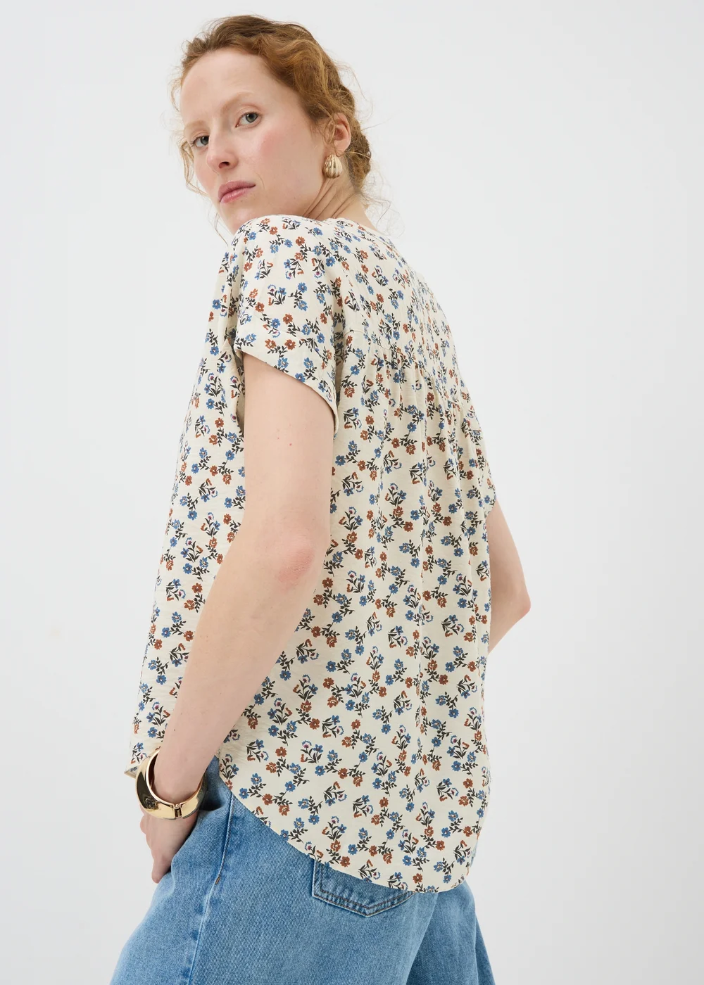 Cream Floral Popover Blouse - 28 Image 3
