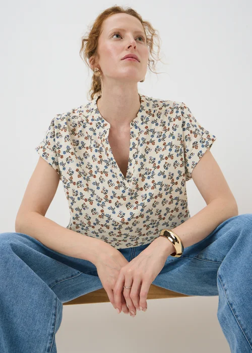 Cream Floral Popover Blouse - 28 Image 1