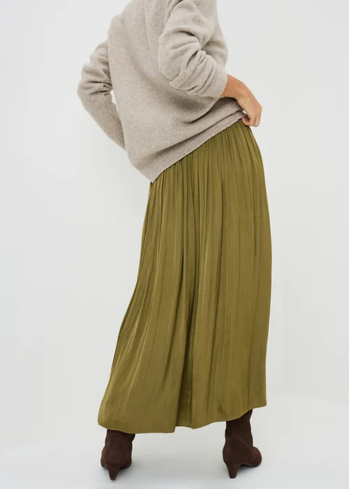 Lime Crinkle Satin Midaxi Skirt - 8 Image 2