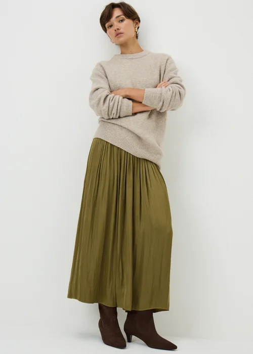 Lime Crinkle Satin Midaxi Skirt - 8 Image 1