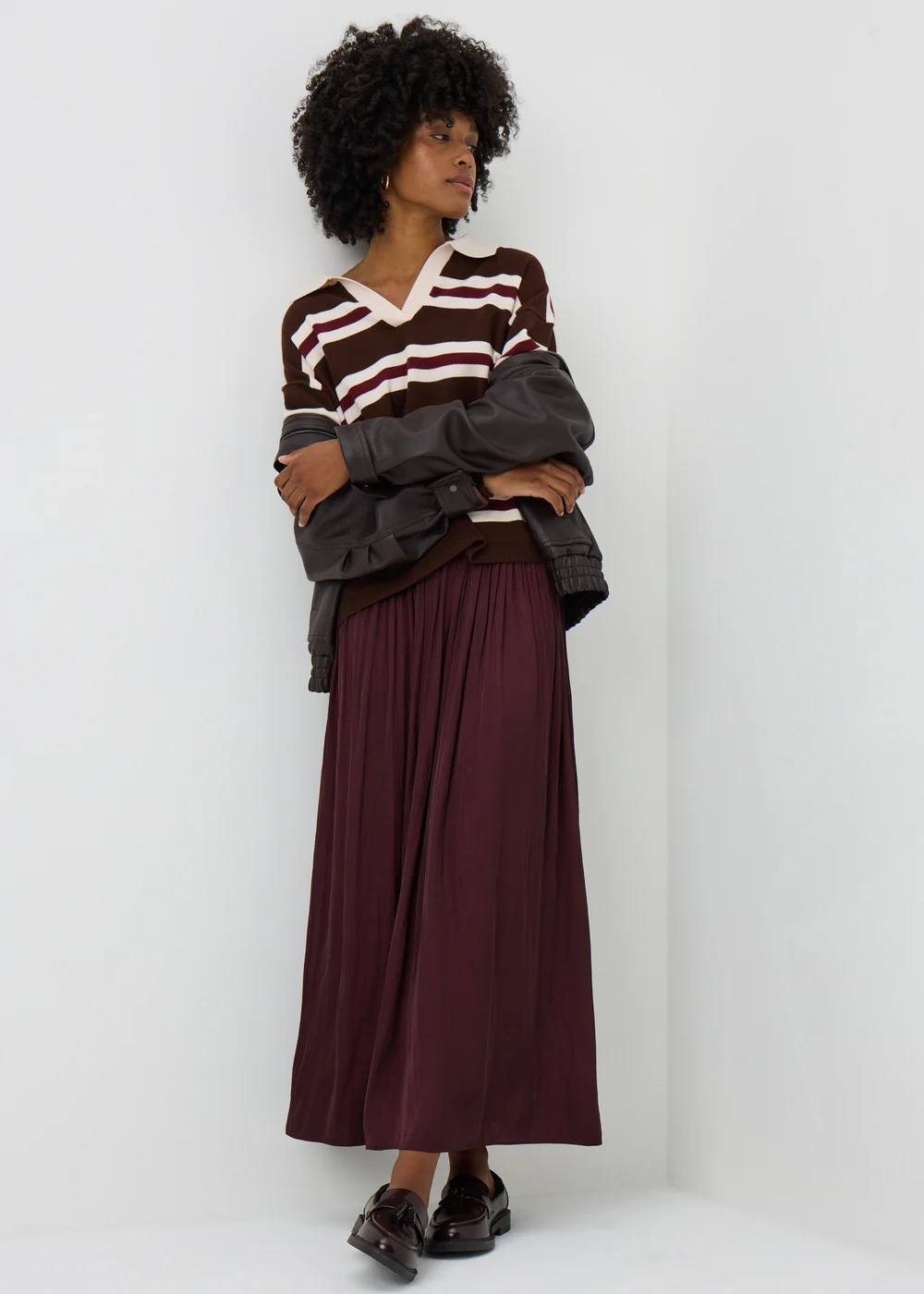 Wine Crinkle Satin Midaxi Skirt - 18 Image 1