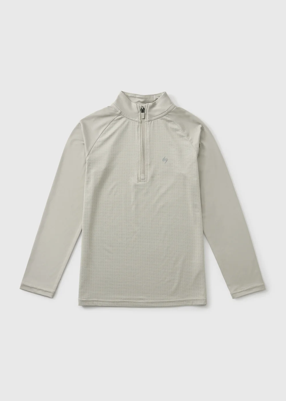 Boys Taupe Textured 1/4 Zip (7-15yrs) - 7 Yrs Image 1