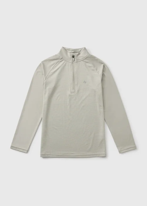 Boys Taupe Textured 1/4 Zip (7-15yrs) - 7 Yrs Image 1