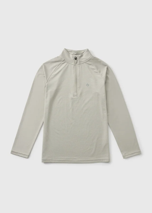 Boys Taupe Textured 1/4 Zip (7-15yrs)