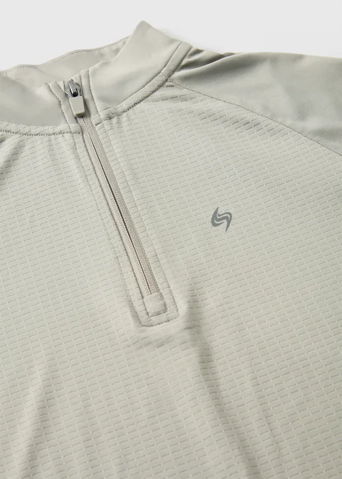 Boys Taupe Textured 1/4 Zip (7-15yrs) - 7 Yrs Image 2