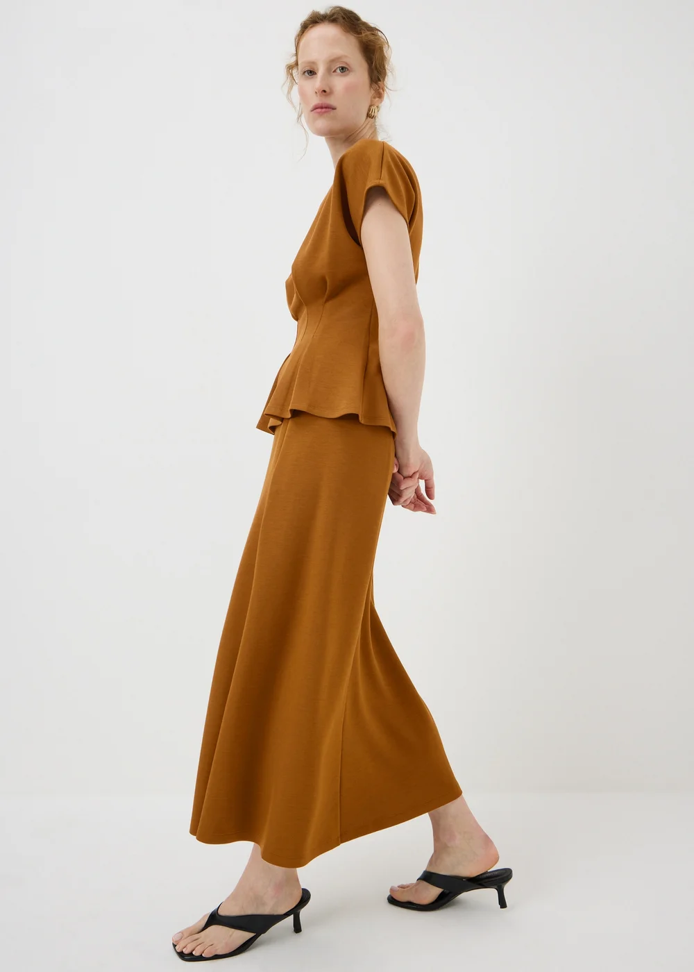 Tobacco Scuba Midi Co Ord Skirt - 10 Image 1