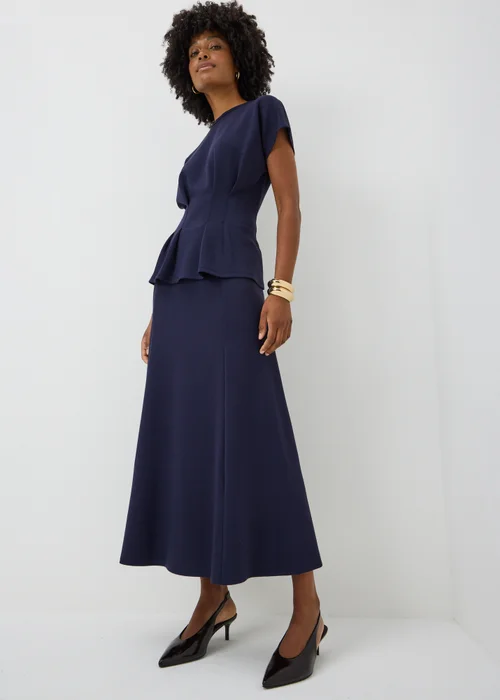 Navy Scuba Midi Co Ord Skirt - 8 Image 1
