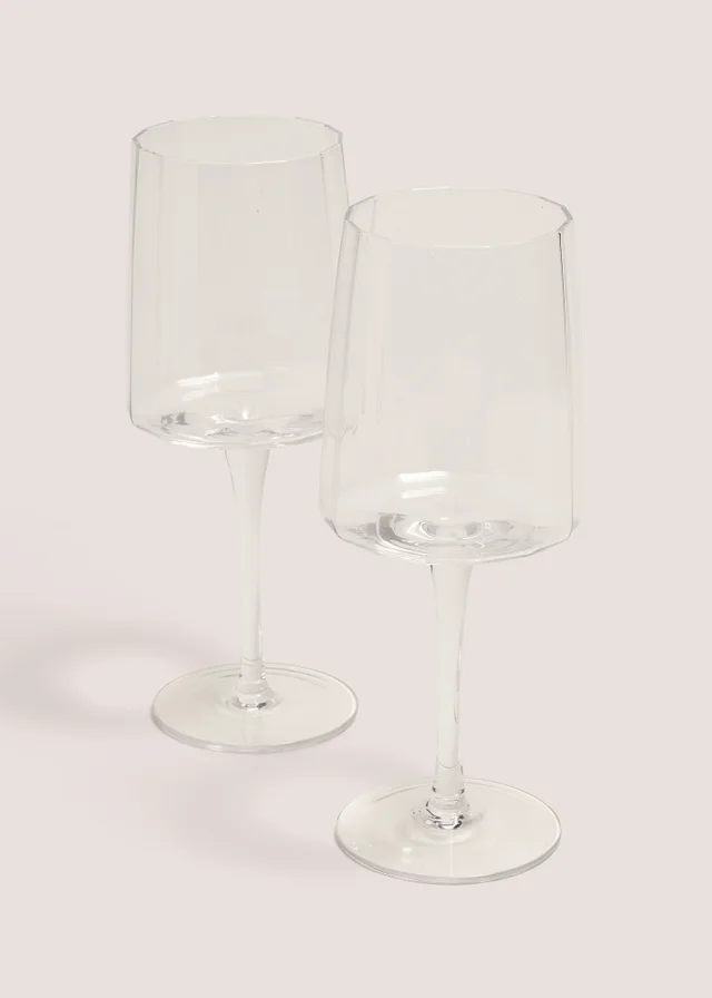 2 Pack Clear Ridged Wine Glasses