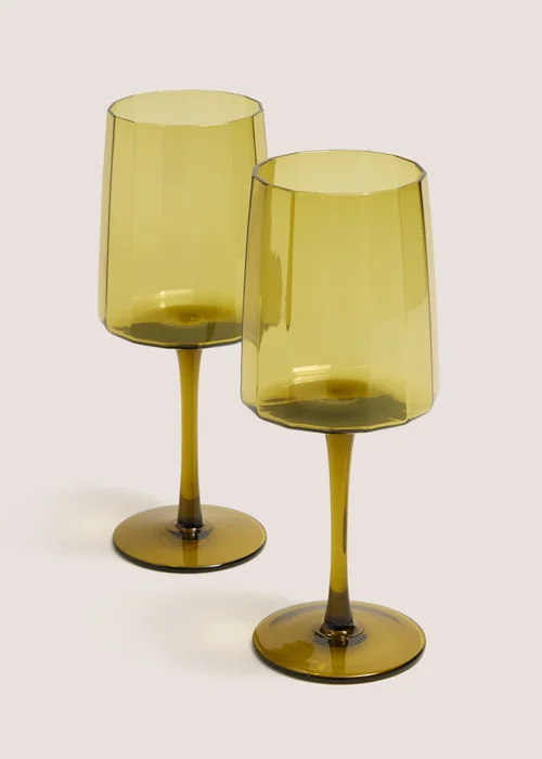 2 Pack Green Smoked Wine Glass Image 1