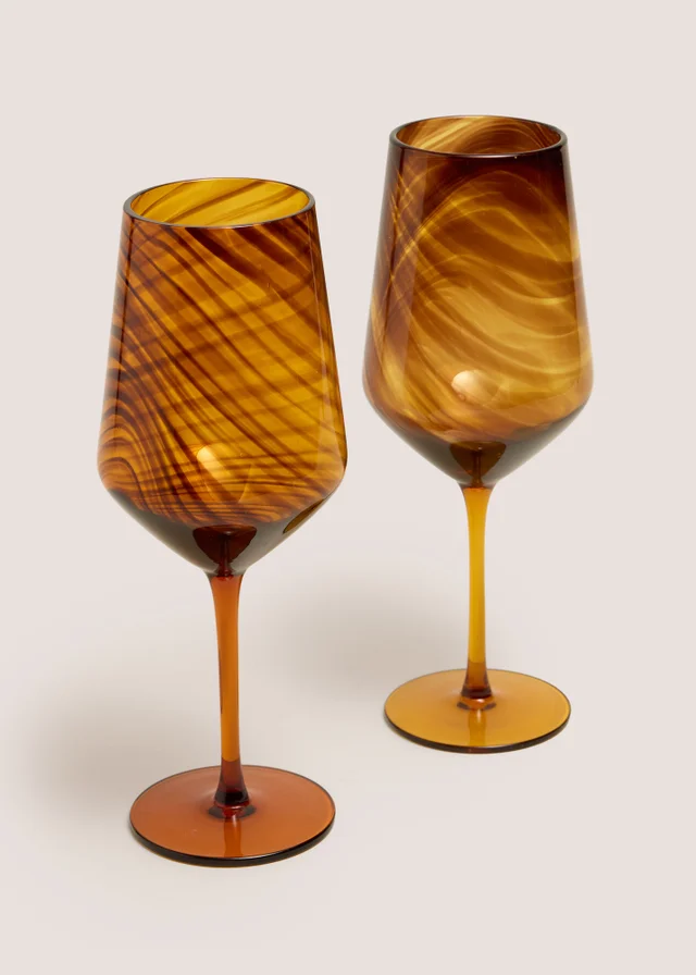2 Pack Brown Swirl Wine Glasses