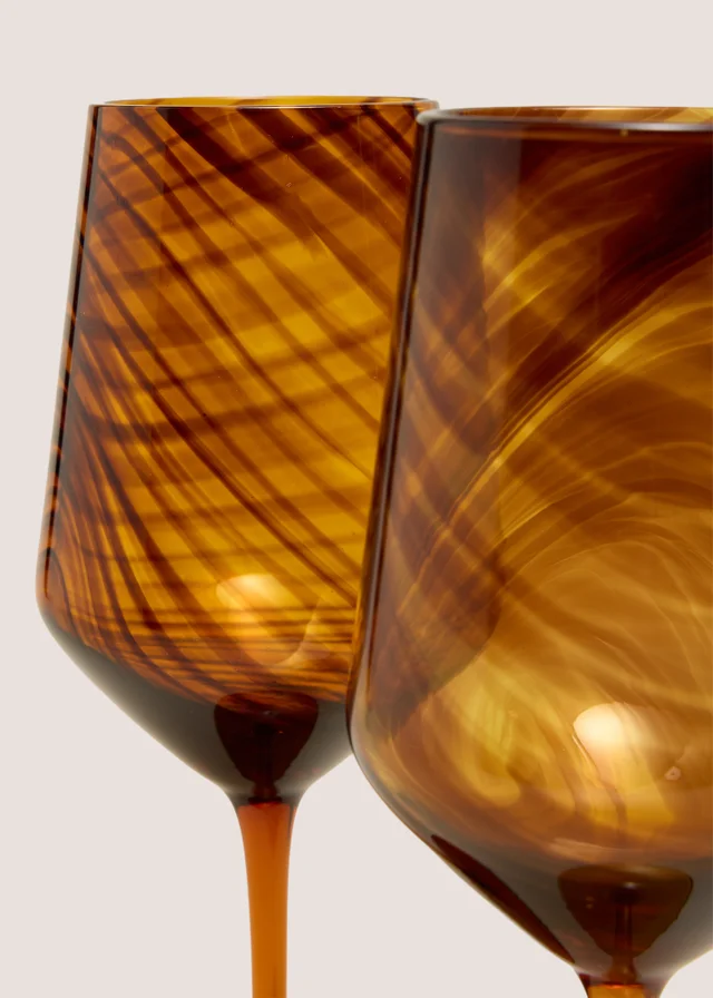 2 Pack Brown Swirl Wine Glasses
